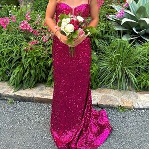 Tiffany Designs Magenta Sequin Dress